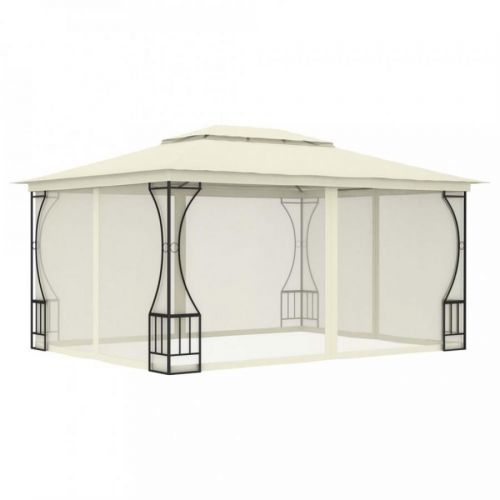 Záhradný altánok so závesmi 3 x 4 m Dekorhome Krémová