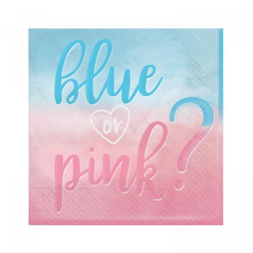 Amscan Servítky Blue or Pink ? 33 x 33 cm