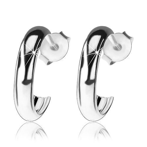 Okrúhle náušnice zo striebra 925, lesklý vypuklý povrch, puzetky