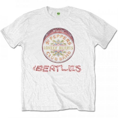 The Beatles - Tričko Flowers Logo & Drum - Muž, Unisex, Biela, S