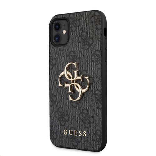 GUHCN614GMGGR Guess PU 4G Metal Logo Zadní Kryt pro iPhone 11 Grey