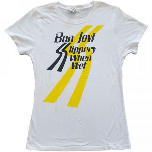 Bon Jovi - Tričko Slippery When Wet - Žena, Biela, S