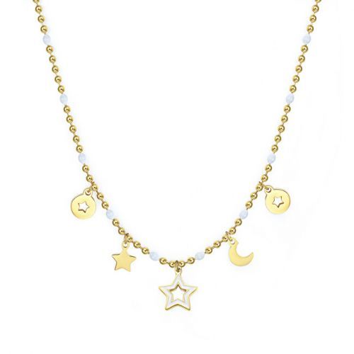 S`Agapõ Pozlátený oceľový náhrdelník s príveskami Vibes SVB04