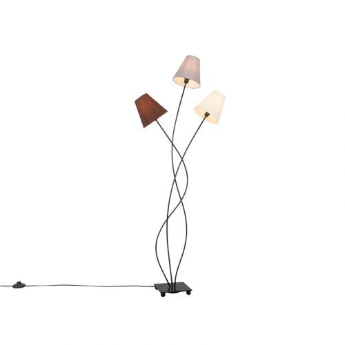 Design vloerlamp zwart 3-lichts - Melis
