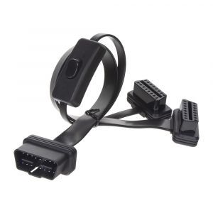 Konektor OBD2 rozbočka - 1x samec / 2x samica / 1x vypínač
