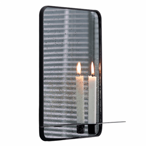 Zrcadlo se stojanem na 2 svíčky, kovový rám, FIVER