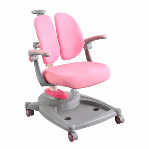 Rostoucí otočná židle s podnožkou, šedá/růžová, TEJLA