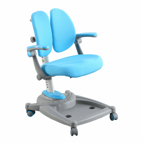 Rostoucí otočná židle s podnožkou, šedá/modrá, TEJLA