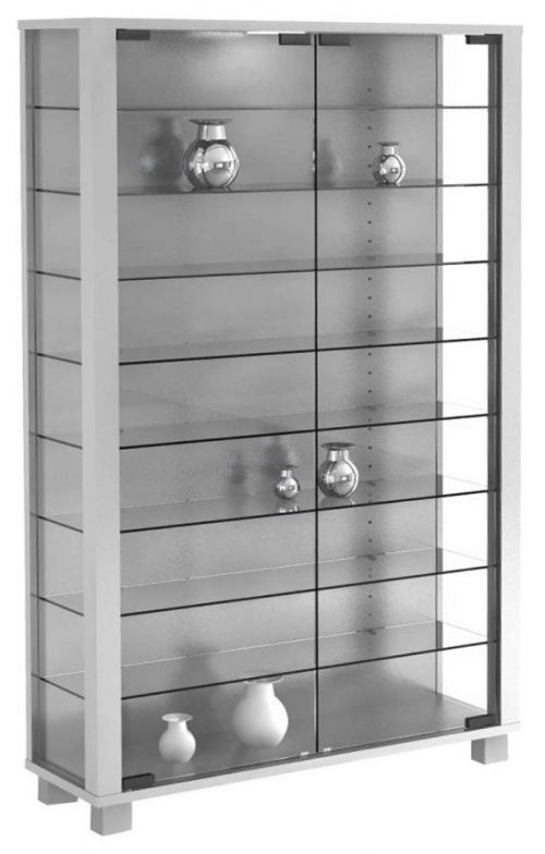 Vitrína Lumo Mini s LED osvetlením, strieborná