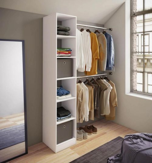 Otvorená šatníková polica Dacho lll, biela