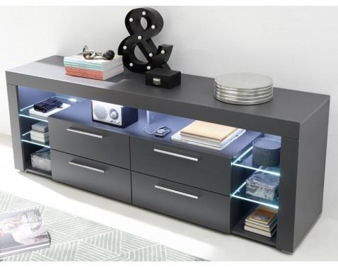 TV stolík Goal, šedý, s osvetlením%