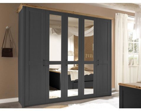 Šatníková skriňa Locarno, 5-dverová, grafit/dub artisan%
