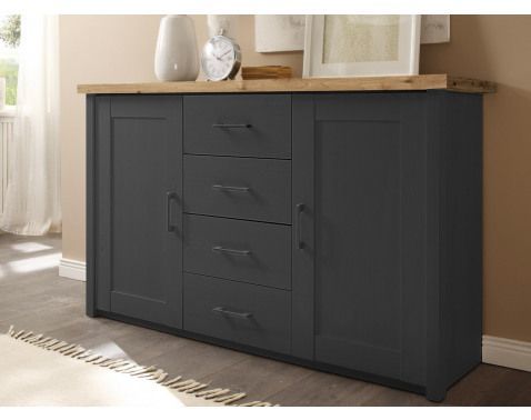 Široká komoda so zásuvkami Locarno, grafit/dub artisan%