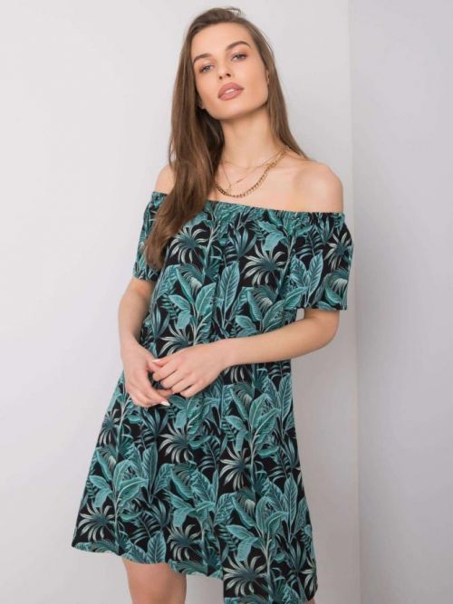 FRESH MADE Čierne vzorované španielske šaty XS