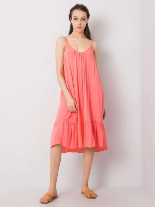 OCH BELLA Dámske koralové šaty s volánom S