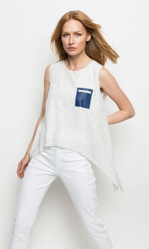 Deni Cler Milano Blouse T-Ds-1003-0G-20-16-1 White/Blue 36