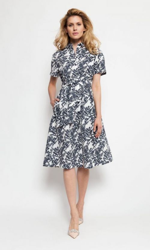 Deni Cler Milano Dress W-Dc-3254-0G-B7-16-1 White/Navy Blue 40