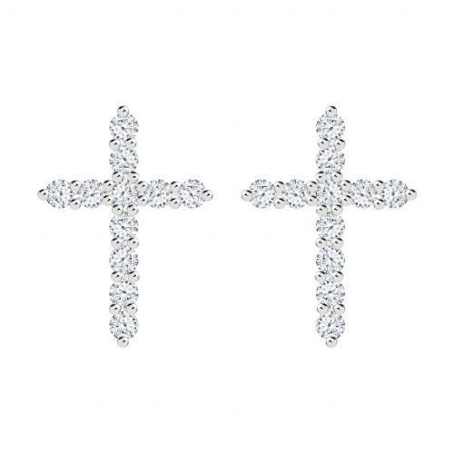 Preciosa Dizajnové strieborné náušnice Tender Cross s kubickou zirkóniou Preciosa 5333 00