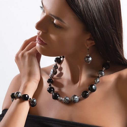Lampglas Luxusný set náhrdelníka a náušníc Diamond Shine z perál Lampglas CQ7
