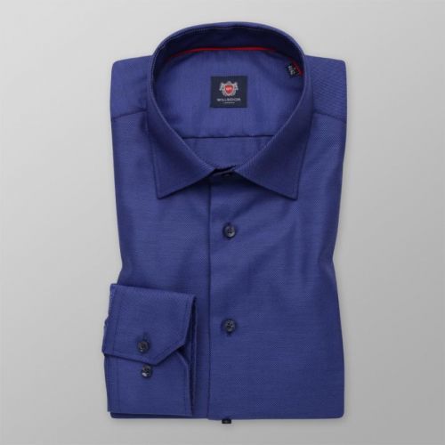 Pánska košeľa slim fit tmavomodrej farby s pruhovaným vzorom 13382