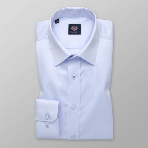 Pánska košeľa slim fit svetlomodrá s hladkým vzorom 13442