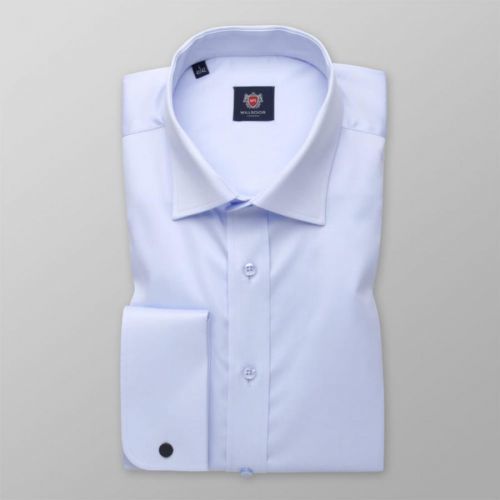Pánska svetlomodrá košeľa slim fit na manžetové gombíky 13446