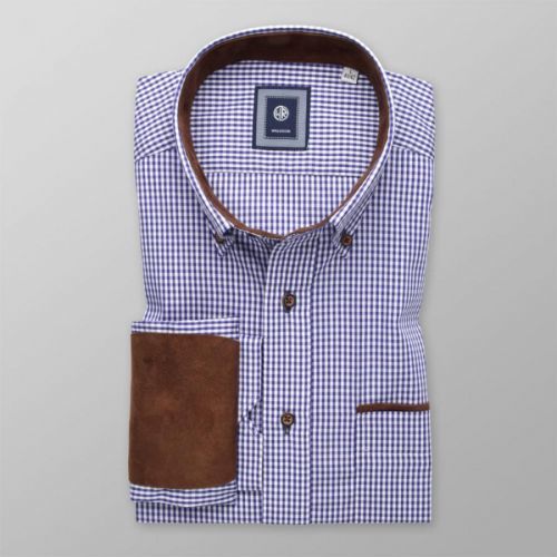 Pánska košeľa slim fit s modro-bielym károvaným vzorom 13450