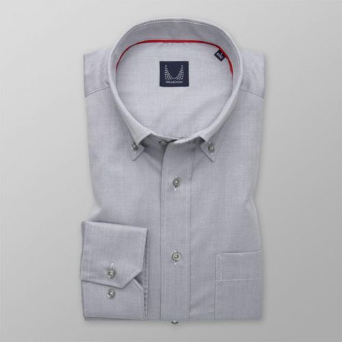 Pánska slim fit košeľa svetlosivá s jemným vzorom 13551