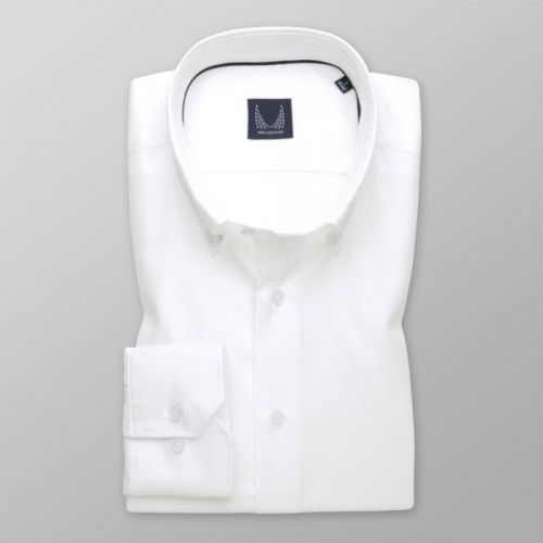 Pánska košeľa slim fit bielej farby s jemným vzorom 13553