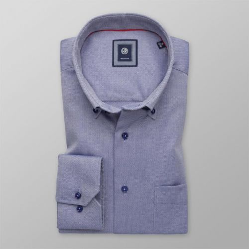 Pánska košeľa slim fit modrej farby s jemným vzorom 13557