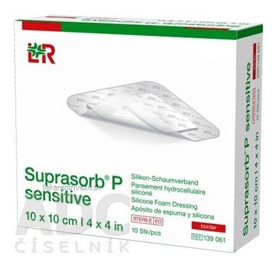 SUPRASORB P SENSITIVE silikónový penový obväz, border, (10x10 cm) 1x10 ks