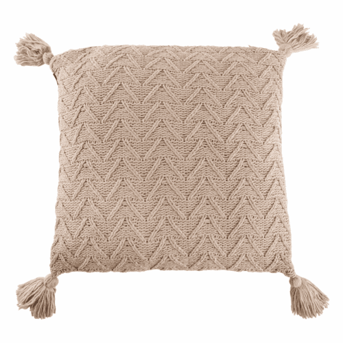 TEMPO-KONDELA USALE, pletený polštář, světlehnědá, 45x45