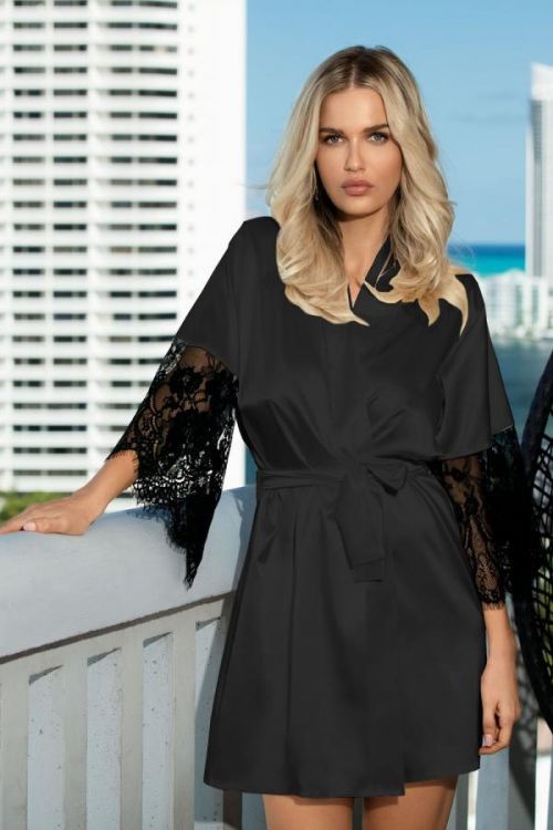 DKaren Housecoat Dagmara Black XS čierna