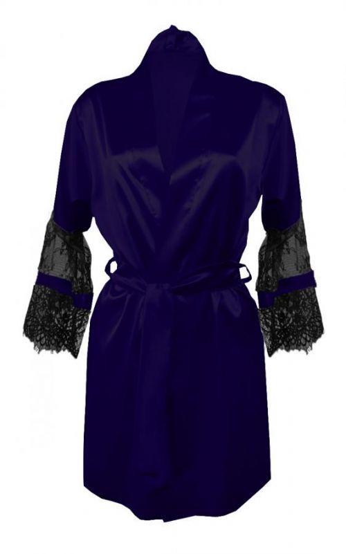 DKaren Housecoat Beatrice Navy Blue XS tmavo modrá