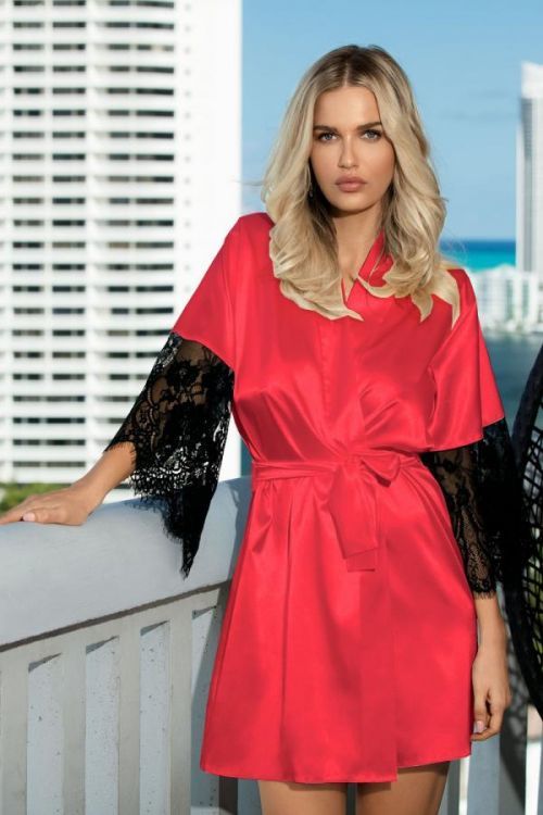 DKaren Housecoat Dagmara Red XS červená