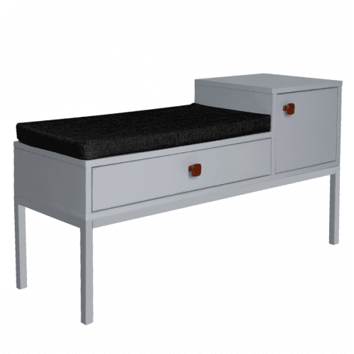 Lavice s úložným prostorem, šedá / tmavě šedá, MADALEN