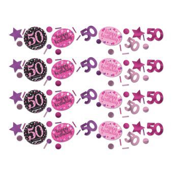 Amscan Konfety trblietavá ružová 50