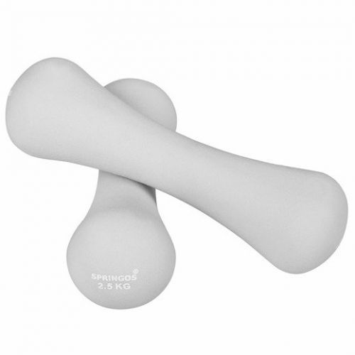 SPRINGOS Fitness činky neoprénové 2,5kg sivé - 2ks