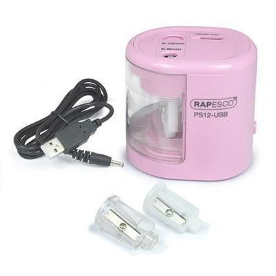 Orezávatko elektrické Rapesco PS12 2 otvory ružové USB kábel