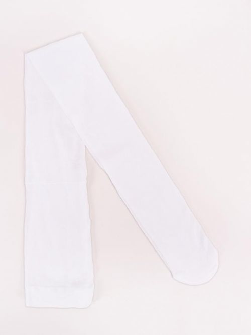 Yoclub Girl Plain Microfibre Opaque Openwork Pantyhose 30 Den RA-12/GIR/01/BIA White 104-110