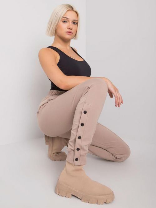 Dámske tmavobéžové bavlnené tepláky RV-DR-7365.17P - L/XL