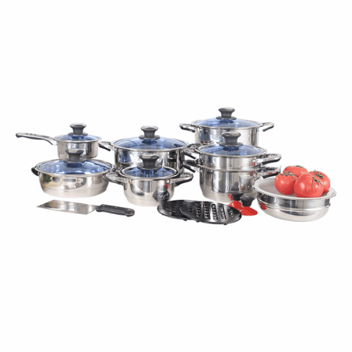 TEMPO-KONDELA PATIA, 39-dílná sada hrnců a kuchyňského náčiní, nerezavějící ocel