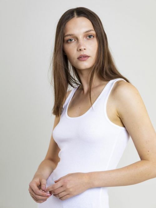 Big Star Singlet T-shirt 150048 Cream Knitted-101 XS