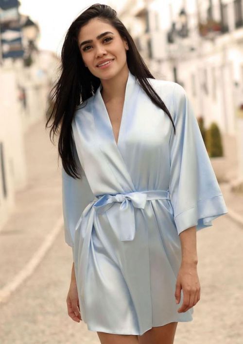 DKaren Housecoat Brooklyn Baby Blue XS baby blue