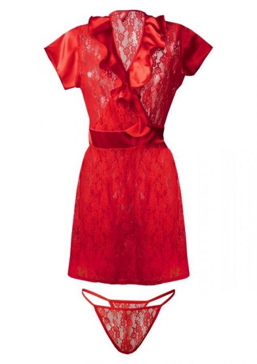 DKaren Housecoat Mia Red XS červená