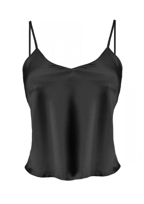 DKaren Satin Top Karen Black XS čierna