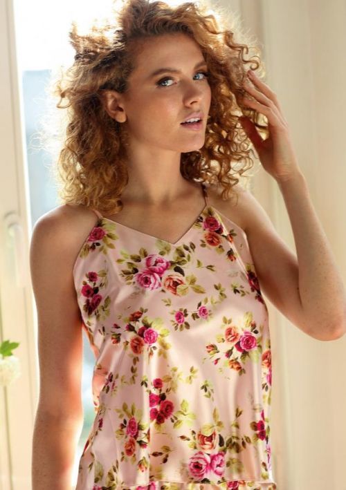 DKaren Satin Top Karen Dk-Tk Flower Pattern No. 4 XS Květinový vzor #4