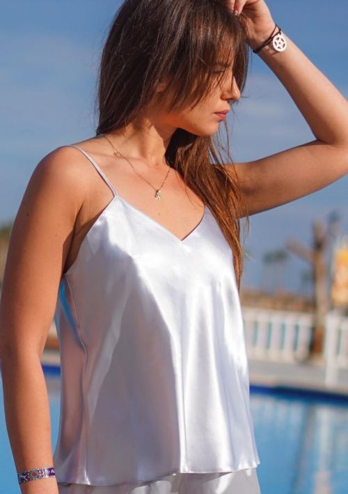 DKaren Satin Top Karen Silver XS striebro
