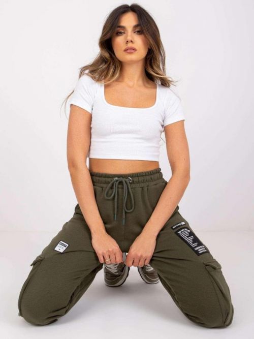 Kaki tepláky pre dámy s vreckami RV-DR-7461.03 - L/XL