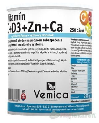 Vemica Vitamín C + D3 + Zn + Ca